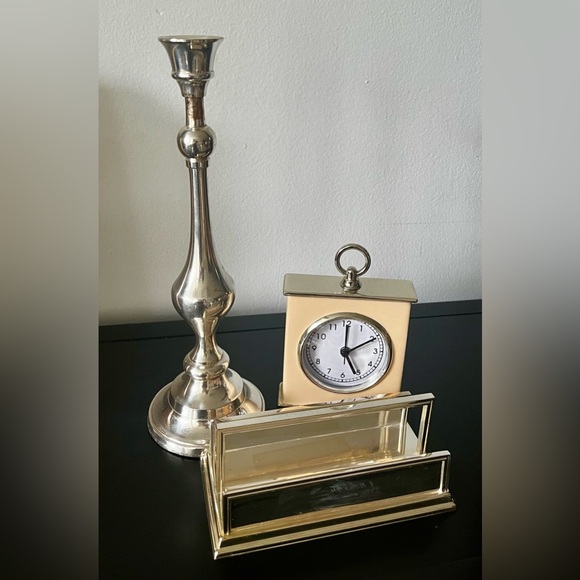 Metal Pottery Barn Bundle (Mail Organizer , Clock , Candle Holder ) - Picture 1 of 11